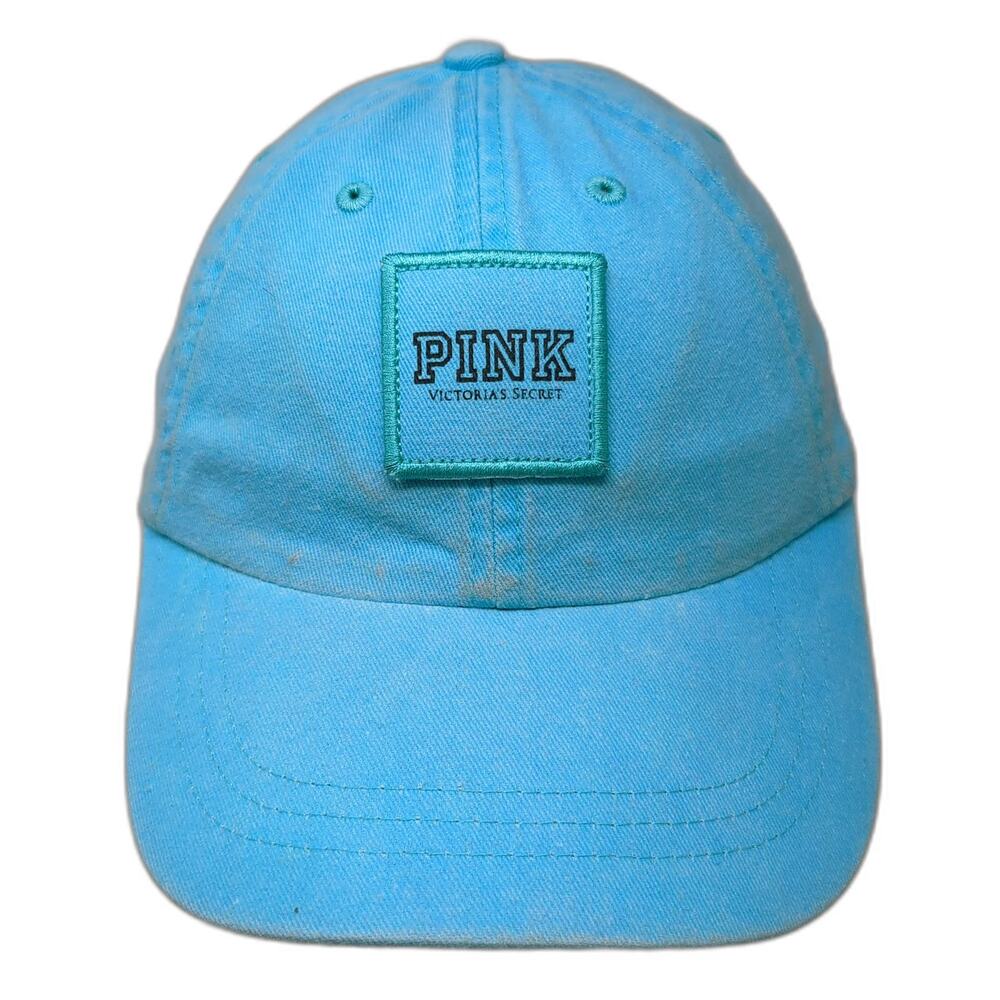 Pink Victoria's Secret Baseball Cap Blue One Size Cotton Slideback Patch Hat